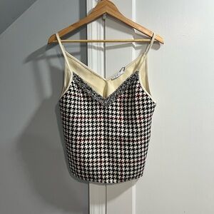 Zara Black and White Houndstooth Camisole